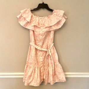 Lisa Marie Fernandez + Target collab pink white ruffle mini dress
